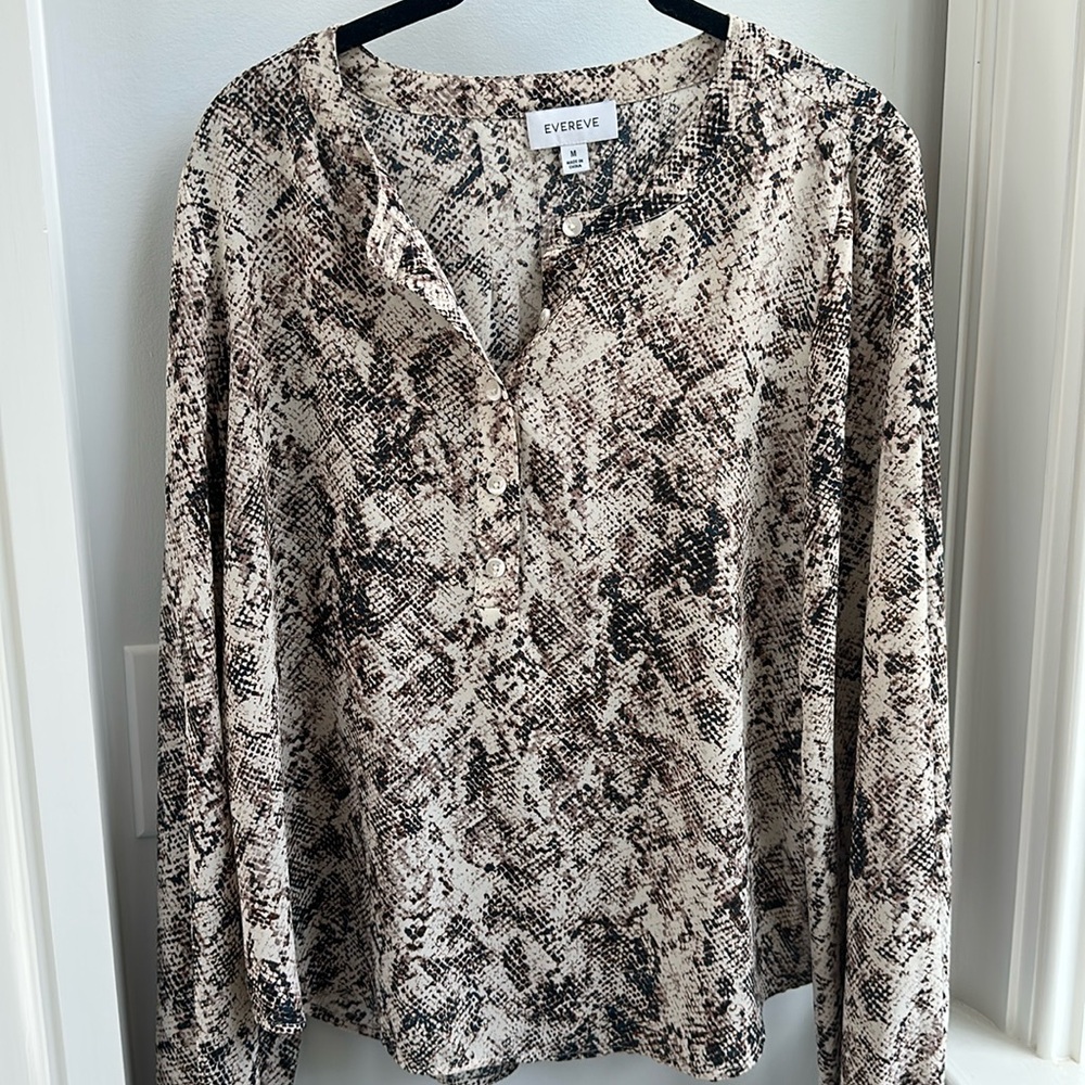 Evereve printed blouse - brown/navy/cream
